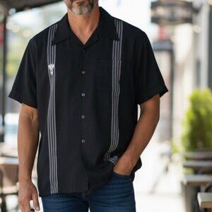 Vintage Da Vinci Black Embroidery Cuban Style Shirt – Men’s M